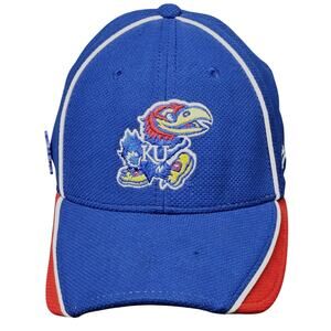 Kansas Jayhawks New Era 39Thirty Hat S M Blue Red NCAA Stretch Fit Cap‎